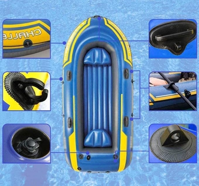 Opblaasbare Kajak - Vissersboot Rubberboot - Avontuurlijke Vaart - Drie Onafhankelijke Luchtkamers - 236 cm Lengte - Zwart