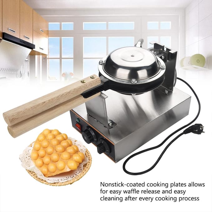Four à gâteau aux œufs électrique Machine à gaufres soufflées Acier inoxydable Cuisine Machine à gâteau aux œufs blanc