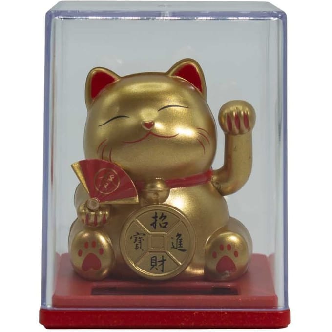 Mini Solar Powered Money Cat in Box - Gold