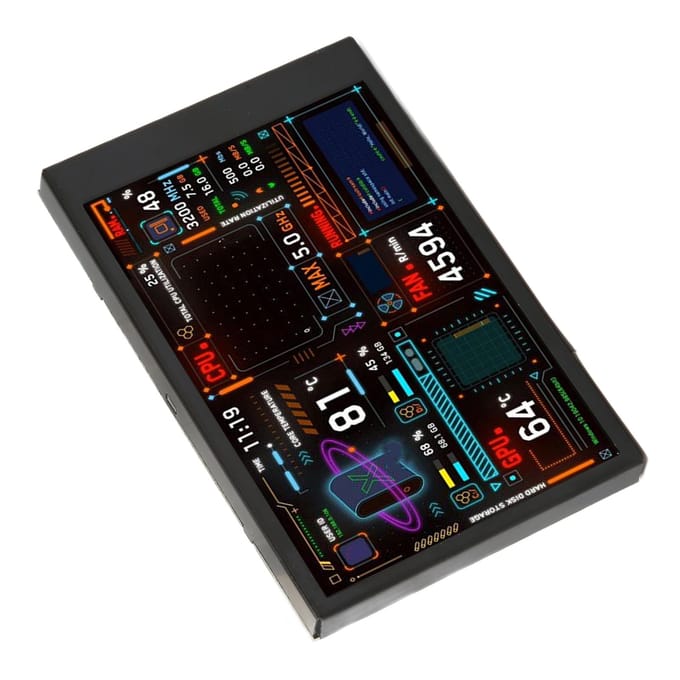 Computertemperatuurmonitor 3,5 inch IPS Dubbele USB C Thema-editor Aanpasbare lay-out PC CPU Data Monitor black