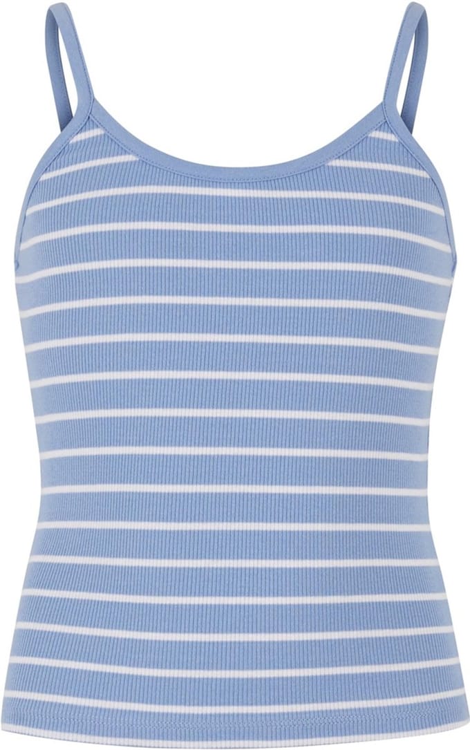 Urban Classics - Striped Rib Basic Tanktop Kinderen - Kids 122/128 - Blauw/Wit
