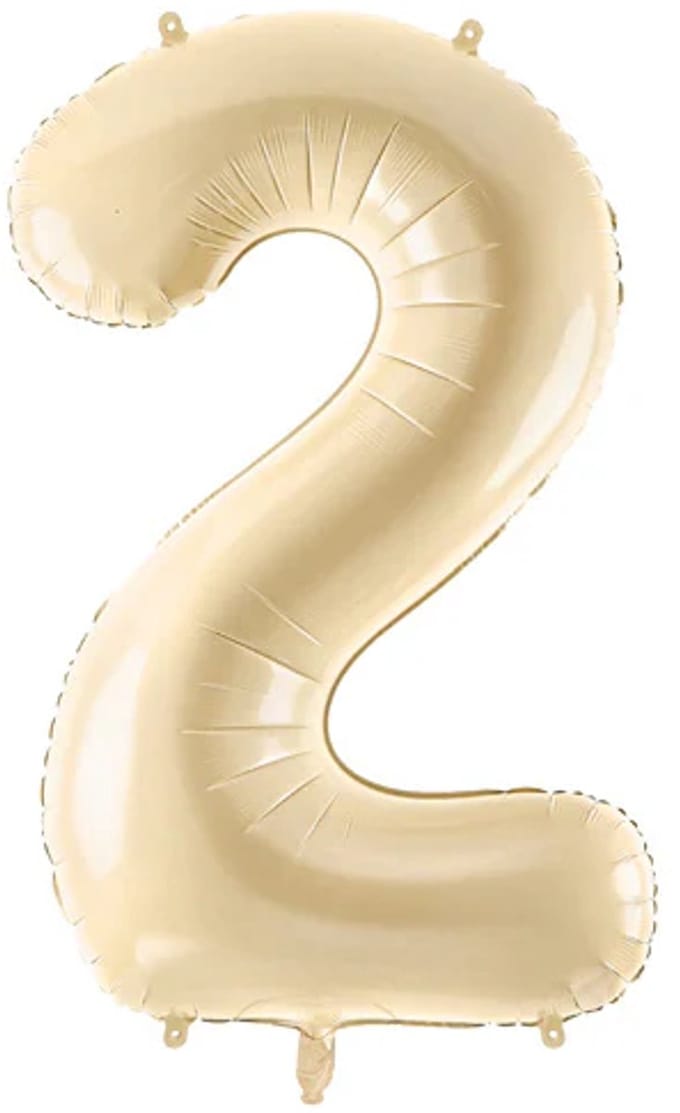 2 Jaar Cijfer Ballon Beige Leeg 72cm