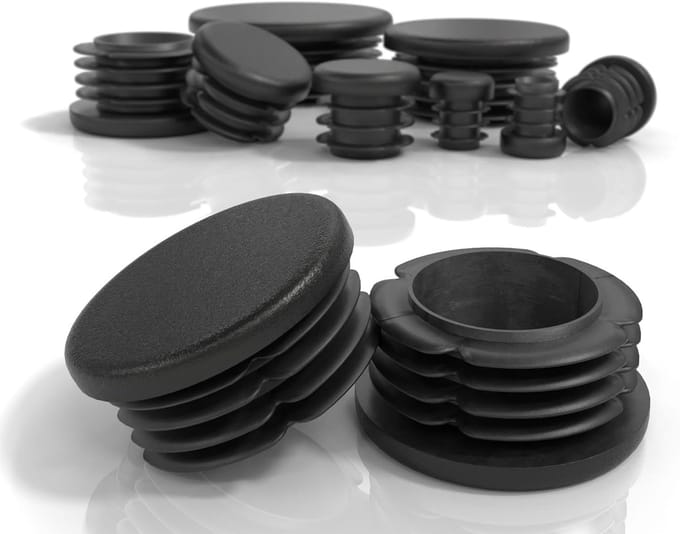 Ronde Lamellenpluggen voor Buizen - 50mm PE-Kunststof Eindkappen - Set van 20 Stuks