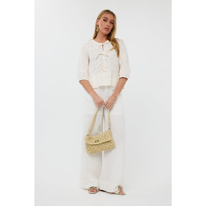 EsQualo Blouse 3d Embroidery Light Sand Taglia: 42 | Magliette intime Outlet | Donna | Marrone
