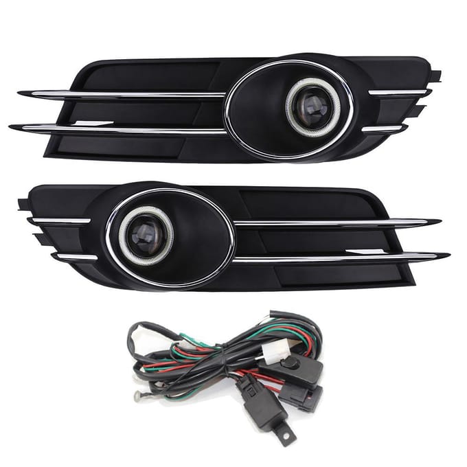 Auto Voorbumper Mistlichtrooster Mistlamp Lamp Set voor A6 C7 2011‑2015 black