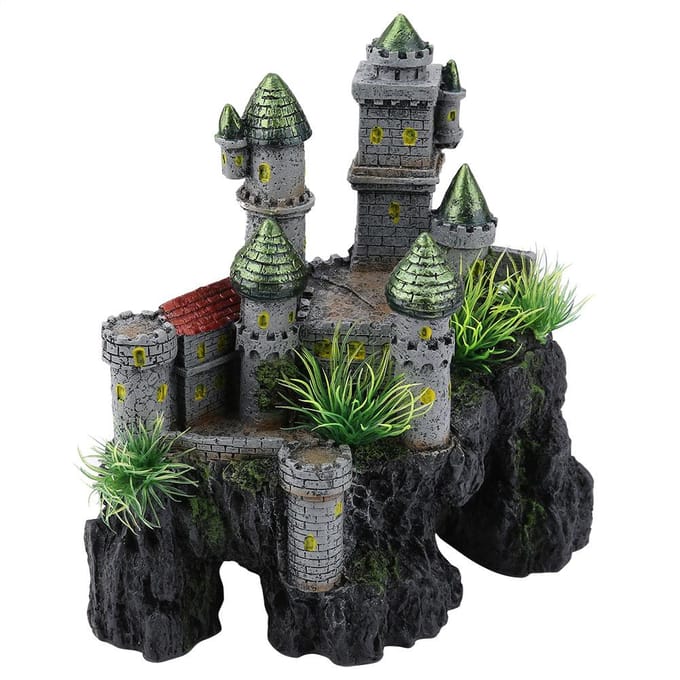 Simulatie Hars Schuilplaats Kasteel Vissenkom Aquarium Ornamenten Decor gray