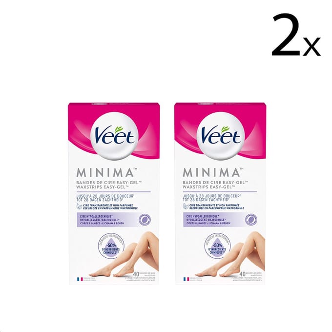 Veet Ontharingsstrips - Benen & Lichaam - Hypoallergene Minima - 40 stuks x2