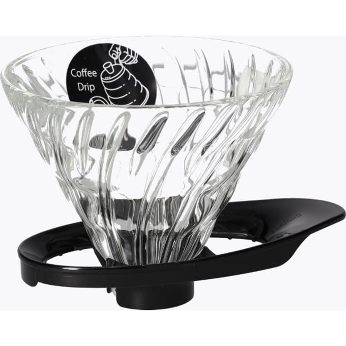 Hario V60 Glass Dripper 02 Handfilter Zwart | VDGR-02-B | 20 mm opening voor optimale extractie en gelijkmatige doorloop voor de lekkerste koffie