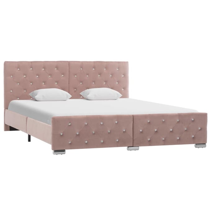 vidaXL - Bedframe - fluweel - roze - 160x200 - cm