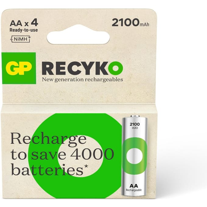 GP NiMH ReCyko+ AA Batterijen 2100mAh (4-pack)