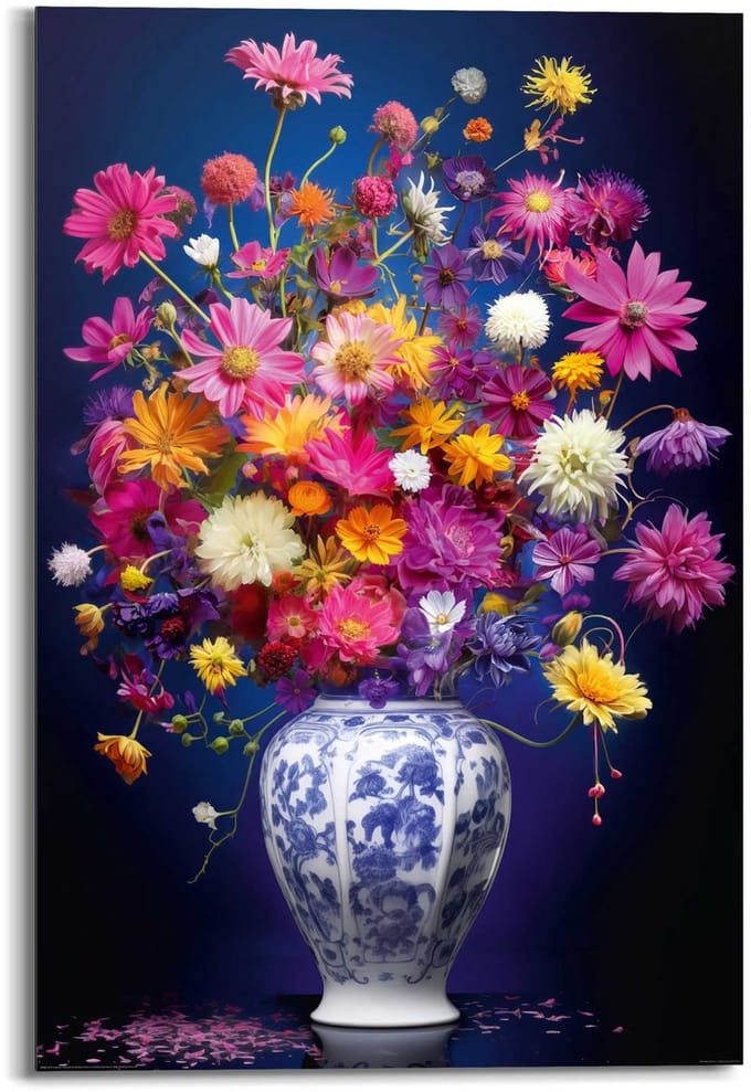 Schilderij Delft Flowers - 90 x 60 - Hout - REINDERS