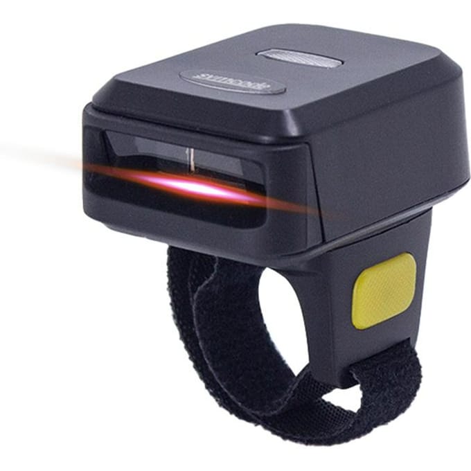 Barcodescanner Draagbaar Vinger Handheld Draagbare Ring 1D 2D Barcodelezer BT+2.4G Draadloos 2D barcode zwart