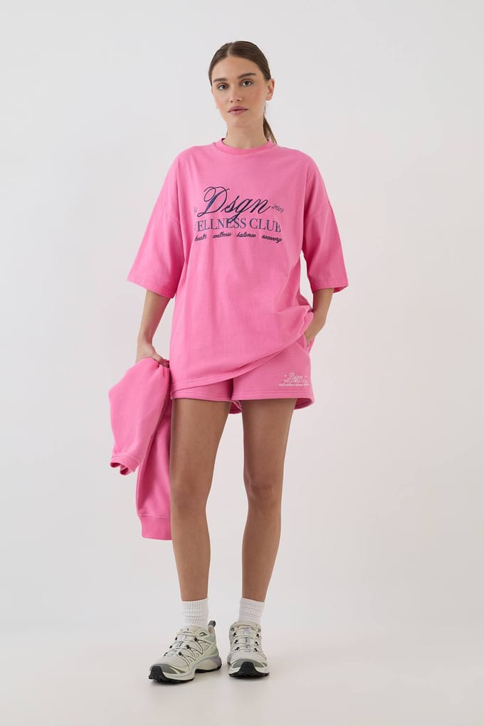 Dames Dsgn Studio Wellness Club Oversized T-shirt | Pink | Maat: Medium