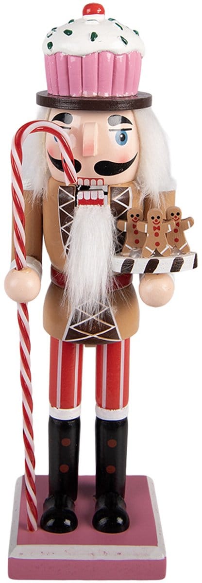 Clayre & Eef Kerstdecoratie Beeld Notenkraker 8x7x25 cm Bruin Hout