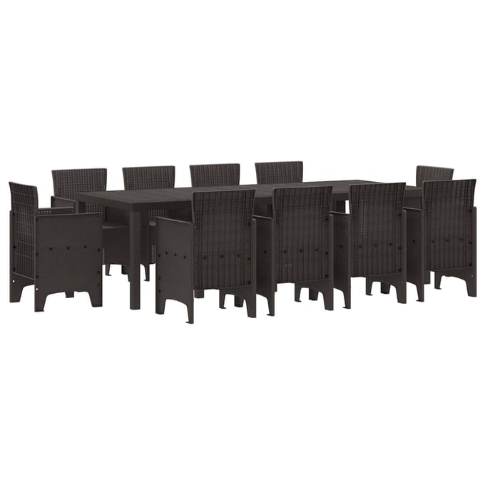 vidaXL - Tuin - Eettafel - Set - 11 - st - Bruin - Polypropyleen