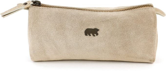 Bear Design Suède Make Up / Pen Etui L Beige