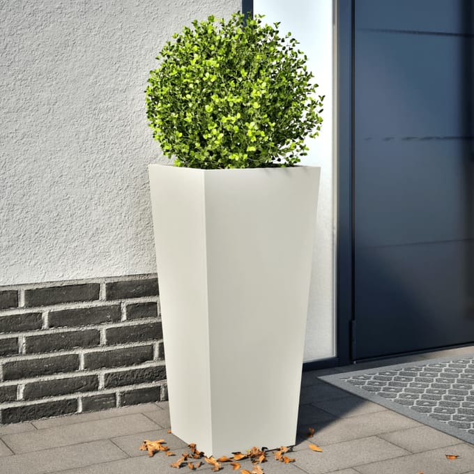 vidaXL - Plantenbakken - 2 - st - 35x35x75 - cm - staal - wit