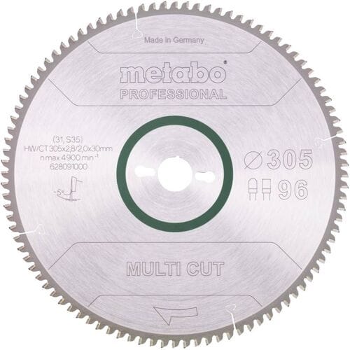 Metabo 628091000 Multi Cut Cirkelzaagblad - 305 x 30 x 96T Hout / Epoxy / Aluminium / Kunststof