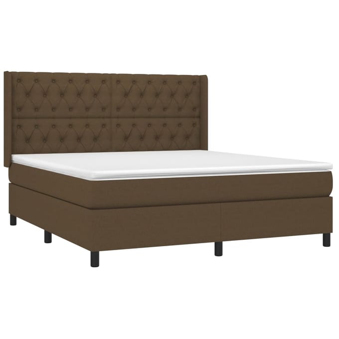 vidaXL - Boxspring - met - matras - stof - donkerbruin - 160x200 - cm