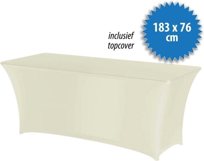 Cover Up Tafelrok Stretch - 183x76cm - Incl. Topcover - Ecru