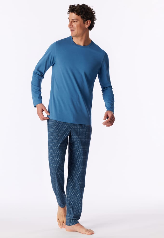 Lange pyjama in aquablauw met patroon - Casual Essentials 110
