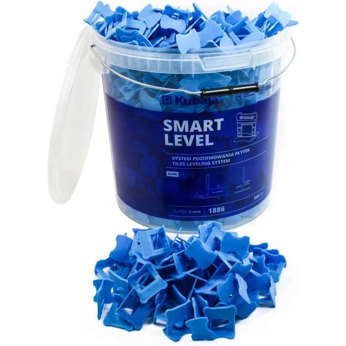 Kubala SMART LEVEL - Tegel Leveling Clips - 2mm - 800 Stuks - Emmer 20L