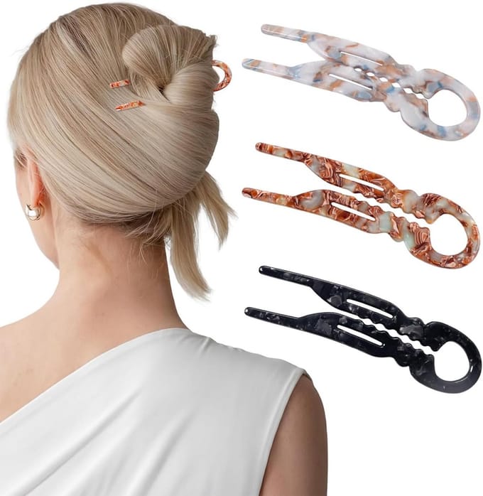 Set van 3 Luxe Franse Haarspelden - Antislip & Gebogen voor Perfecte Pasvorm
