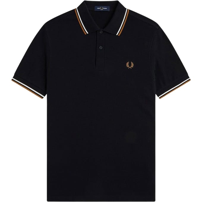Fred Perry Twin tipped polo - black ecru dark caramel