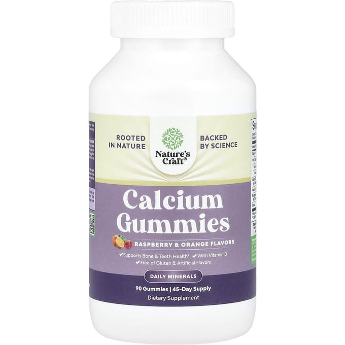 Nature's Craft, Calcium Gummies, Framboos & Sinaasappel, 90 Gummies