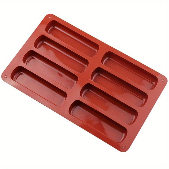 8 Holte Twinkie Siliconen Mal Cake Pan Eclair Puff Bakvorm Antiaanbak Granen Energie Bar Maker Chocolade Truffels Botervorm bruin