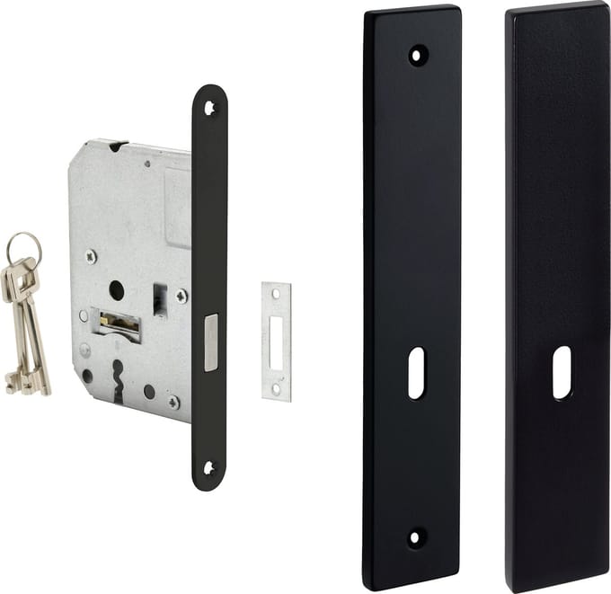 Eliot® schild baardsleutel - incl. kastslot met 2 sleutels - mat zwart
