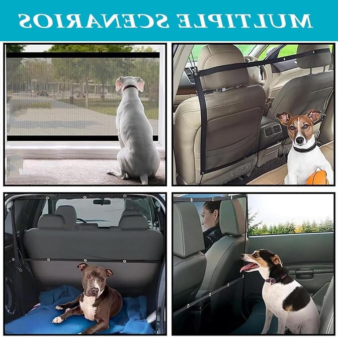 Hondennet Auto - Hondenafscheiding - Veilig Rijden - Verstelbaar Mesh - 100 cm - Zwart