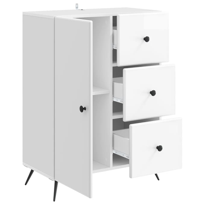 vidaXL - Dressoir - Hoogglans - Wit - 66 - x - 34,5 - x - 90 - cm - Bewerkt - hout