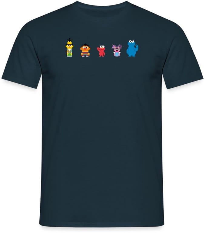 Sesamstraat Pixelontwerp Personages T-Shirt Heren
