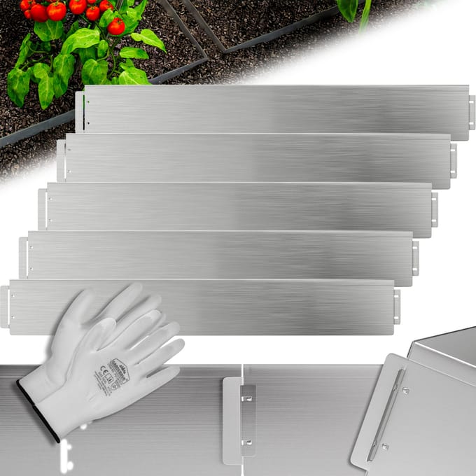 Gardebruk Borderrand - 5m100x14cm Gegalvaniseerd Staal - Zilver
