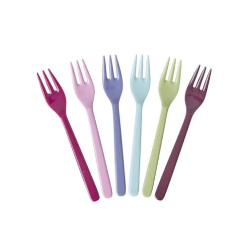 Rice melamine gebaksvorkjes meerkleurig a 6 stuks