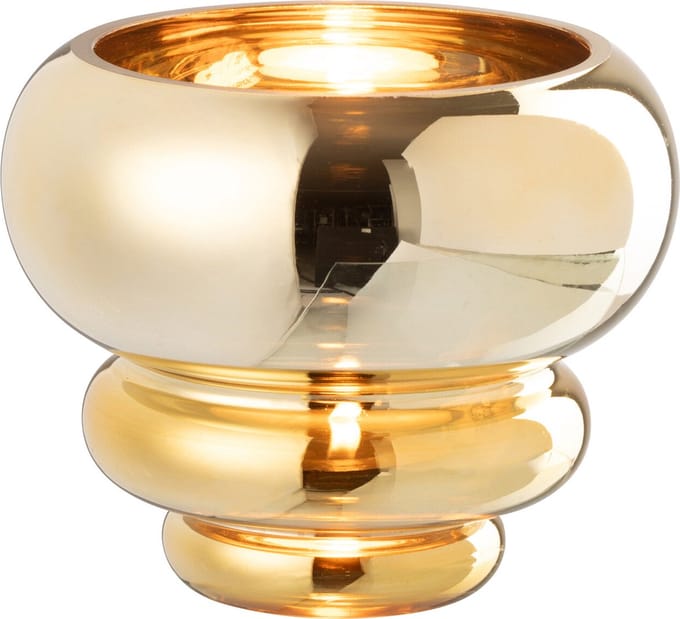 J-Line theelichthouder/vaas Julia - glas - goud - Ø 15.5 cm