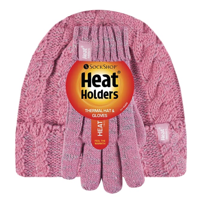 Heat Holders Kabelgebreide warme mutshandschoenenset voor meisjes - CS4P14