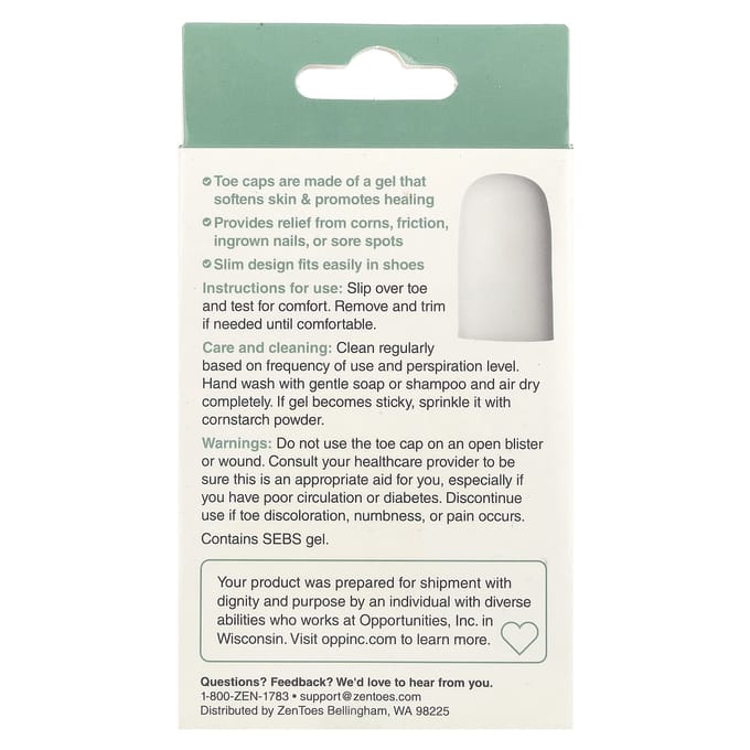 ZenToes, gel toe caps, gray, 2-pack yellow