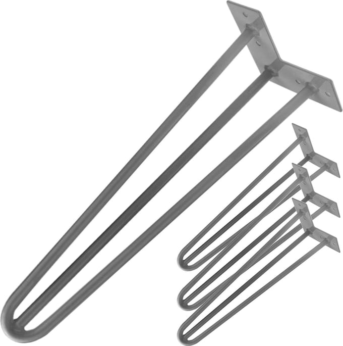 PrimeMatik - Tafel- en meubelpoten Stalen poten 3 stangen 71 cm 4-pack