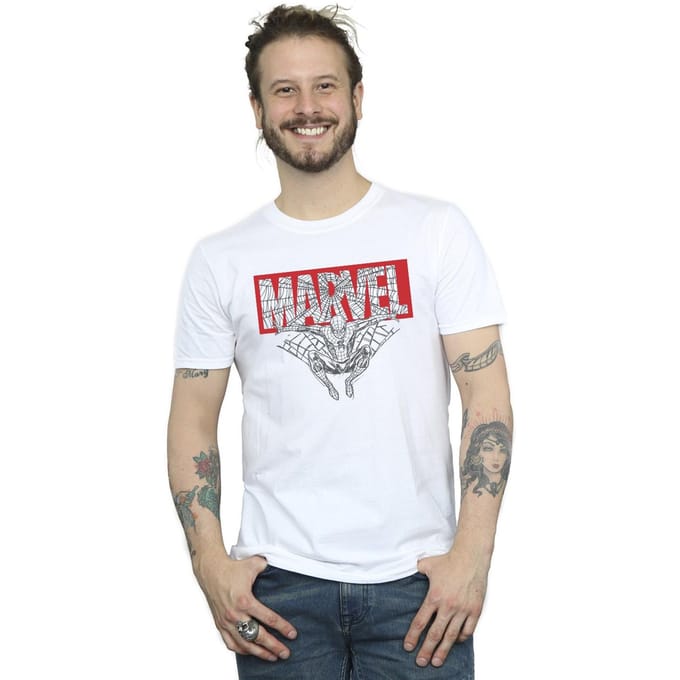 Marvel Heren Spider Man Logo Rood T-Shirt (Wit)
