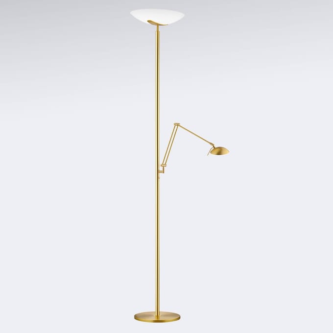 Knapstein Lya LED uplighter met leeslampje in mat messing