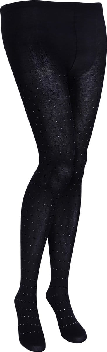 Modieuze, zwarte panty met zilveren stippen / S-M