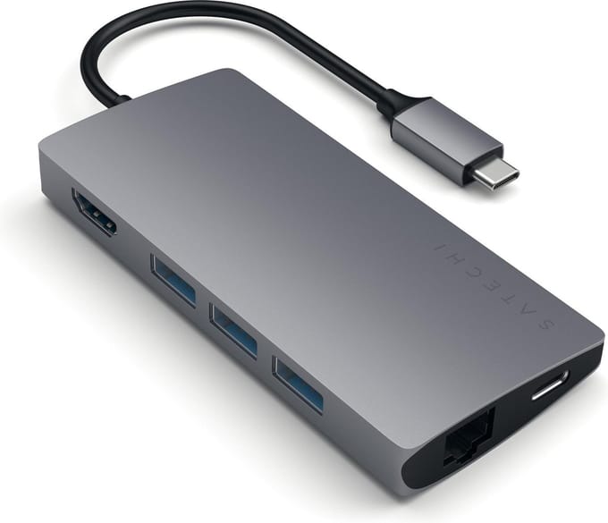 Satechi Aluminum Multi-Port AV / multimedia paneel V2 - Docking station - Ruimte Grijs