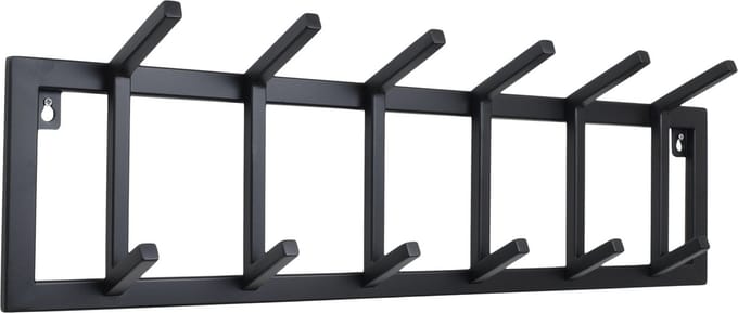 LOFT42 Kapstok Jaimy Single - Zwart – Metaal – 6 dubbele haken - 80x24x12