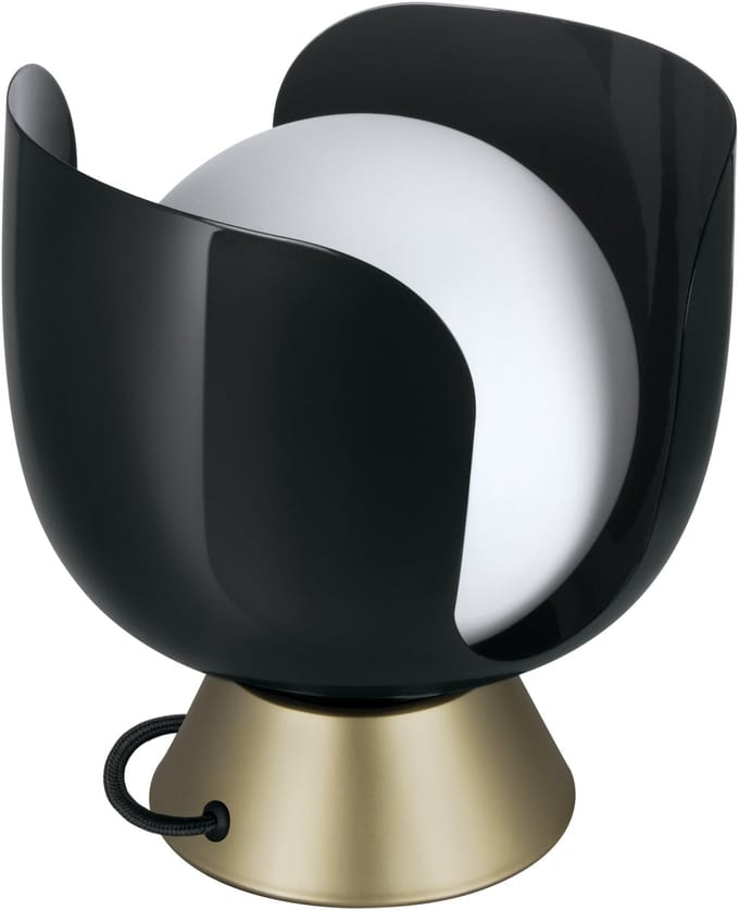 OSRAM Decor Corolle tafellamp E14, metaal & glas, textielkabel, vervangbare lampen, retrostijl, zwart