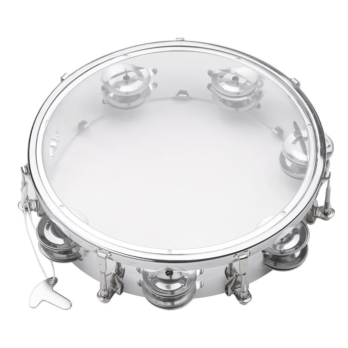8 inch Tamboerijn Handbel Handtrommel met Dubbele Rij Rinkelbellen Muzikaal Slaginstrument 8-inch zilver
