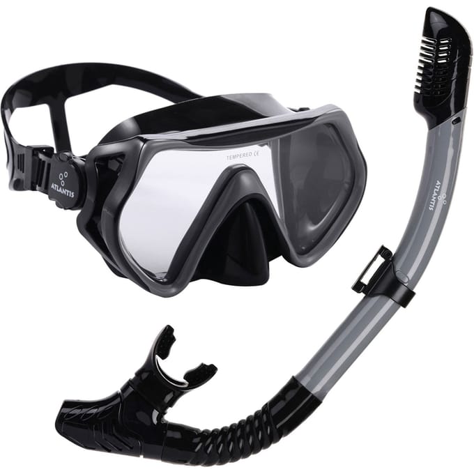 Atlantis Borneo Combo - Snorkelset - Duikbril - Snorkel - Volwassenen - Zwart/Grijs