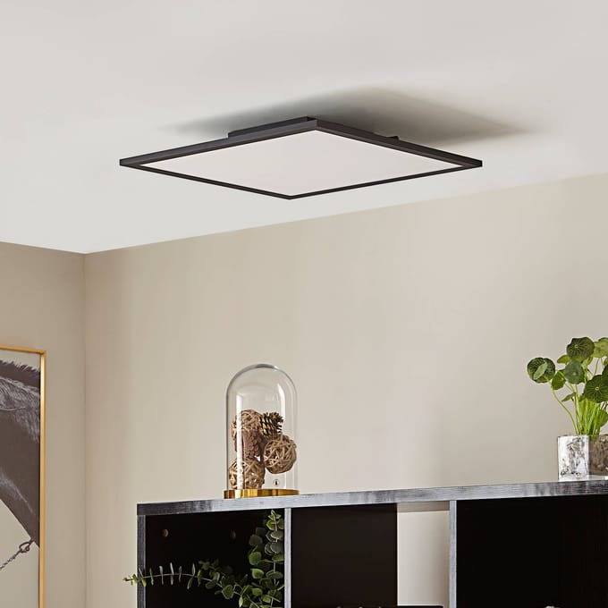 Lindby LED paneel Lamin, zwart, 40 cm, CCT, dimbaar, afstandsbediening