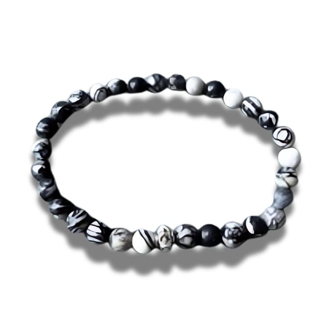 Armband - natuursteen - Jaspis - zilverkleurig element - 6 mm 18 cm